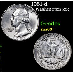 1951-d Washington Quarter 25c Grades Select+ Unc