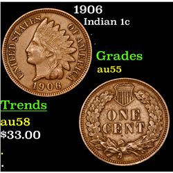 1906 Indian Cent 1c Grades Choice AU