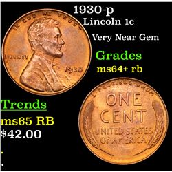 1930-p Lincoln Cent 1c Grades Choice+ Unc RB