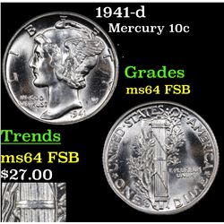 1941-d Mercury Dime 10c Grades Choice Unc FSB