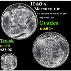 1940-s Mercury Dime 10c Grades Choice+ Unc