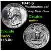 Image 1 : 1943-p Washington Quarter 25c Grades Choice+ Unc