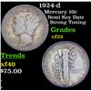 Image 1 : 1924-d Mercury Dime 10c Grades vf+