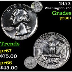 1953 Washington Quarter 25c Grades GEM++ Proof