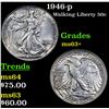 Image 1 : 1946-p Walking Liberty Half Dollar 50c Grades Select+ Unc