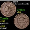 Image 1 : 1838 Coronet Head Large Cent 1c Grades vf++