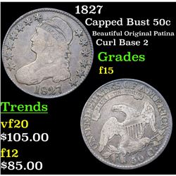 1827 Capped Bust Half Dollar 50c Grades f+
