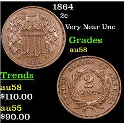1864 Two Cent Piece 2c Grades Choice AU/BU Slider
