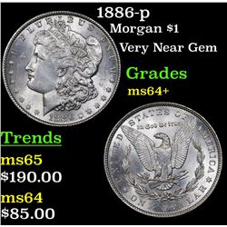 1886-p Morgan Dollar $1 Grades Choice+ Unc