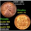 Image 1 : 1909 vdb Lincoln Cent 1c Grades Gem+ Unc RB