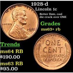 1928-d Lincoln Cent 1c Grades Select+ Unc RB