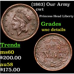 (1863) Our Army Civil War Token 1c Grades Unc Details