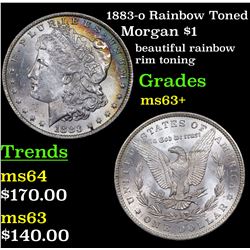 1883-o Rainbow Toned Morgan Dollar $1 Grades Select+ Unc