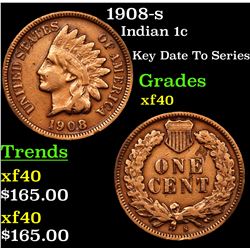 1908-s Indian Cent 1c Grades xf