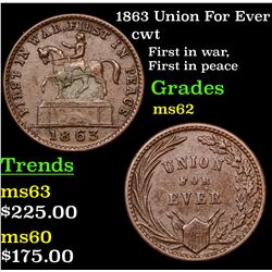 1863 Union For Ever Civil War Token 1c Grades Select Unc