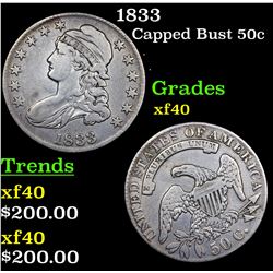 1833 Capped Bust Half Dollar 50c Grades xf