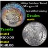 Image 1 : 1889-p Rainbow Toned Morgan Dollar $1 Grades Choice Unc