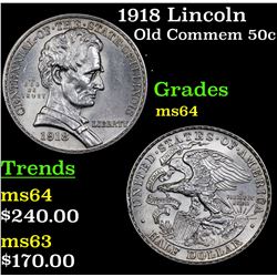 1918 Lincoln Old Commem Half Dollar 50c Grades Choice Unc