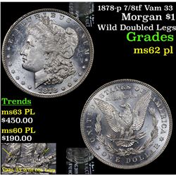 1878-p 7/8tf Vam 33 Morgan Dollar $1 Grades Select Unc PL