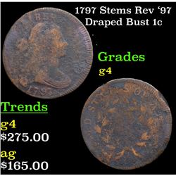 1797 Stems Rev '97 Draped Bust Large Cent 1c Grades g, good