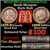 Image 1 : Mixed small cents 1c orig shotgun roll, 1917-d Wheat Cent, 1892 Indian Cent other end