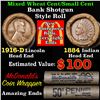 Image 1 : Mixed small cents 1c orig shotgun roll, 1916-d Wheat Cent, 1884 Indian Cent other end