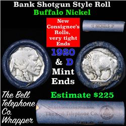 Buffalo Nickel Shotgun Roll in Old Bank Style 'Bell Telephone'  Wrapper 1920 & d Mint Ends