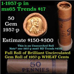 Uncirculated 1c orig shotgun roll, 1957-p