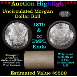 ***Auction Highlight*** 1879 & CC Uncirculated Morgan Dollar Shotgun Roll DMPL reverse (fc)