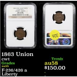 NGC 1863 Union Civil War Token 1c Graded au55 By NGC
