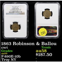 1863 Robinson & Ballou Civil War Token 1c Graded au53 By NGC