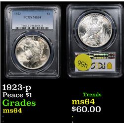 1923-p Peace Dollar $1 Graded ms64 By PCGS