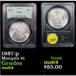 PCGS 1887-p Morgan Dollar $1 Graded ms64 By PCGS
