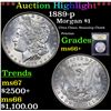 Image 1 : ***Auction Highlight*** 1889-p Morgan Dollar $1 Graded GEM++ Unc By USCG (fc)