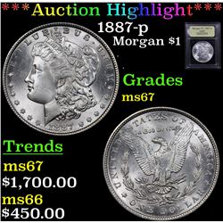 ***Auction Highlight*** 1887-p Morgan Dollar $1 Graded GEM++ Unc By USCG (fc)