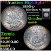 Image 1 : ***Auction Highlight*** 1890-p Morgan Dollar $1 Graded Choice+ Unc By USCG (fc)