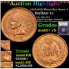 Image 1 : ***Auction Highlight*** 1875/1875 Worm Eye Snow 7 Indian Cent 1c Graded Gem+ Unc RB By USCG (fc)