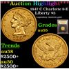 ***Auction Highlight*** 1847 C Charlotte 9-E Gold Liberty Half Eagle $5 Graded Choice AU By USCG (fc