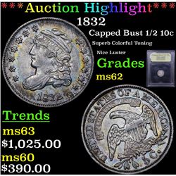 ***Auction Highlight*** 1832 Capped Bust Half Dime 1/2 10c Graded Select Unc By USCG (fc)