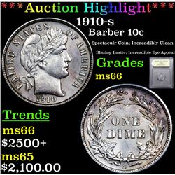 ***Auction Highlight*** 1910-s Barber Dime 10c Graded GEM+ Unc By USCG (fc)