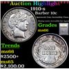 Image 1 : ***Auction Highlight*** 1910-s Barber Dime 10c Graded GEM+ Unc By USCG (fc)