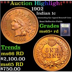 ***Auction Highlight*** 1902 Indian Cent 1c Graded Gem+ Unc RD By USCG (fc)