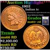 Image 1 : ***Auction Highlight*** 1902 Indian Cent 1c Graded Gem+ Unc RD By USCG (fc)