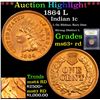 Image 1 : ***Auction Highlight*** 1864 L Indian Cent 1c Graded Select+ Unc RD By USCG (fc)