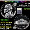 ***Auction Highlight*** 1954 Jefferson Nickel 5c Graded GEM++ Proof Deep Cameo By USCG (fc)