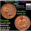 Image 1 : ***Auction Highlight*** 1881 Indian Cent 1c Graded Choice+ Unc BN By USCG (fc)