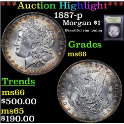 ***Auction Highlight*** 1887-p Morgan Dollar $1 Graded GEM+ Unc By USCG (fc)