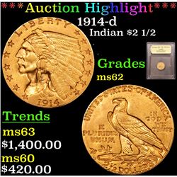 ***Auction Highlight*** 1914-d Gold Indian Quarter Eagle $2 1/2 Graded Select Unc By USCG (fc)
