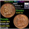 Image 1 : ***Auction Highlight*** 1907 Indian Cent 1c Graded GEM+ Unc BN By USCG (fc)