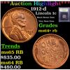 Image 1 : ***Auction Highlight*** 1912-d Lincoln Cent 1c Graded Choice+ Unc RB By USCG (fc)